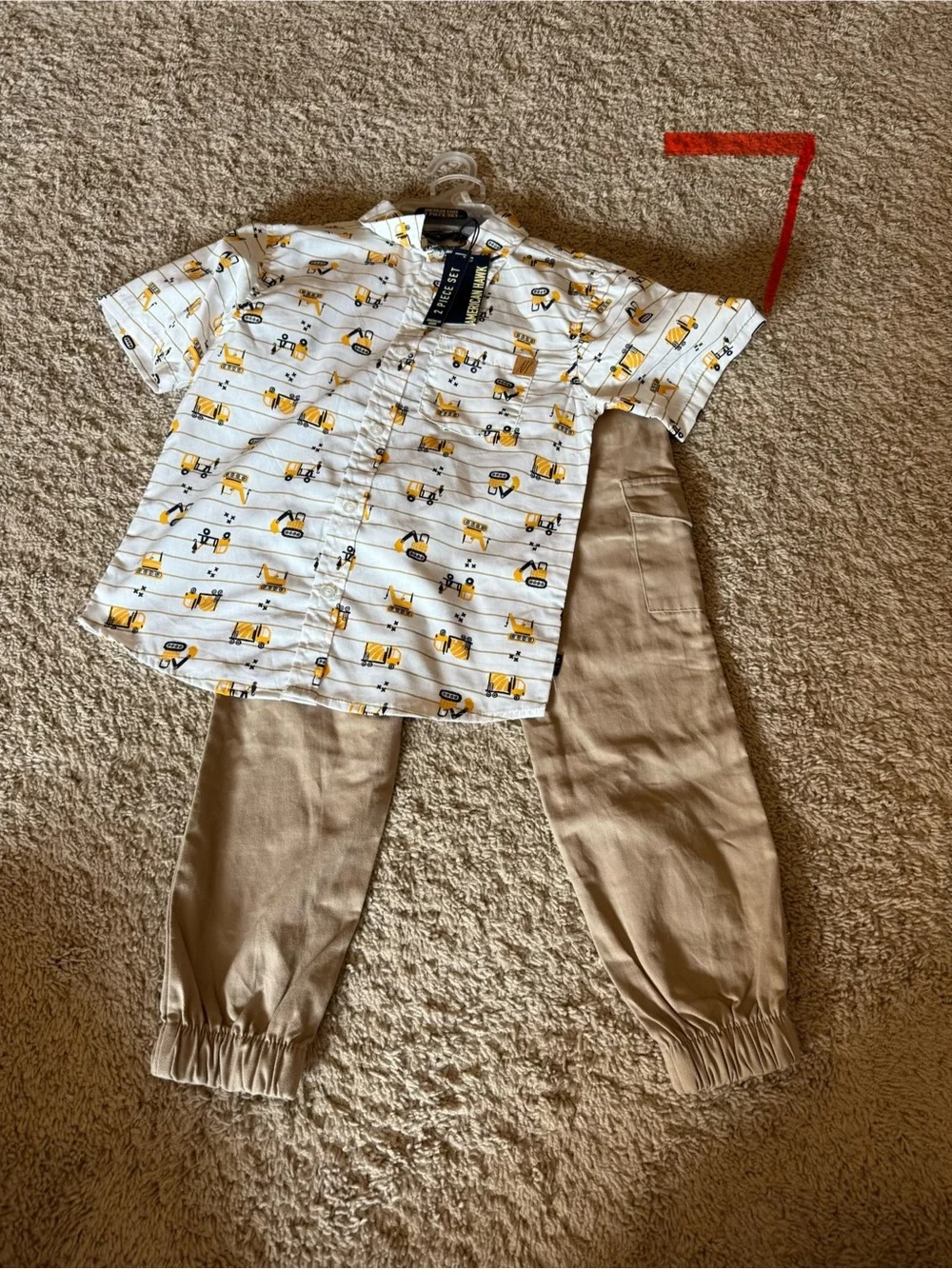 The Children's Place White & Yellow Construction Short Sleeve Pajama Set